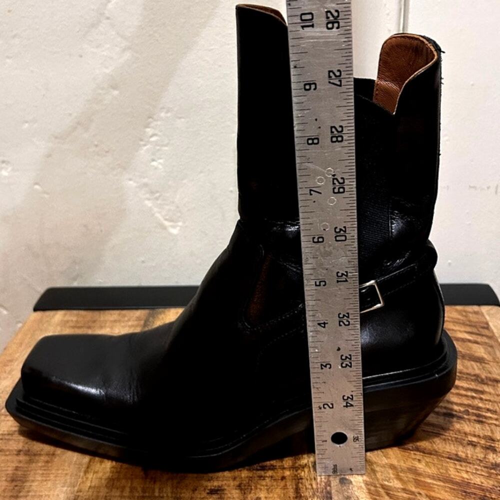 Zara Heeled Leather Square Toe Ankle Boots, 37 Black - Picture 7 of 11